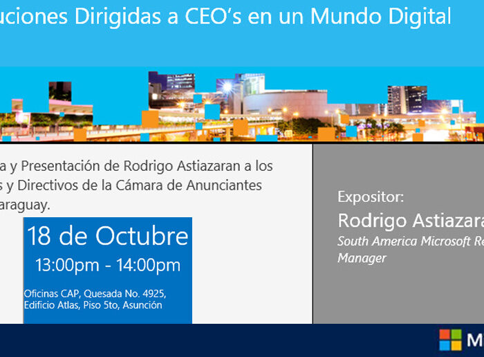 Rodrigo Astiazaran, de Microsoft, dará charla mañana en la CAP