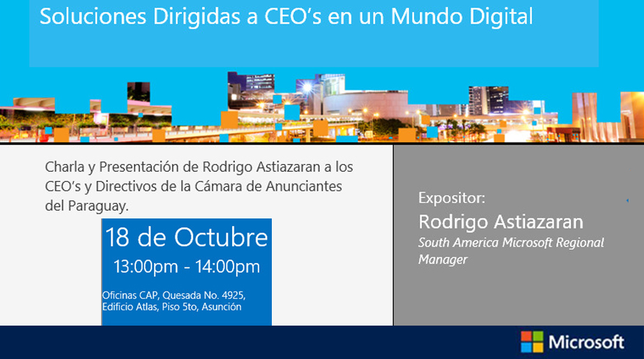 Rodrigo Astiazaran, de Microsoft, dará charla mañana en la CAP