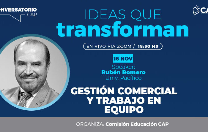 El próximo lunes 16 de noviembre se realiza la tercera charla del Conversatorio CAP